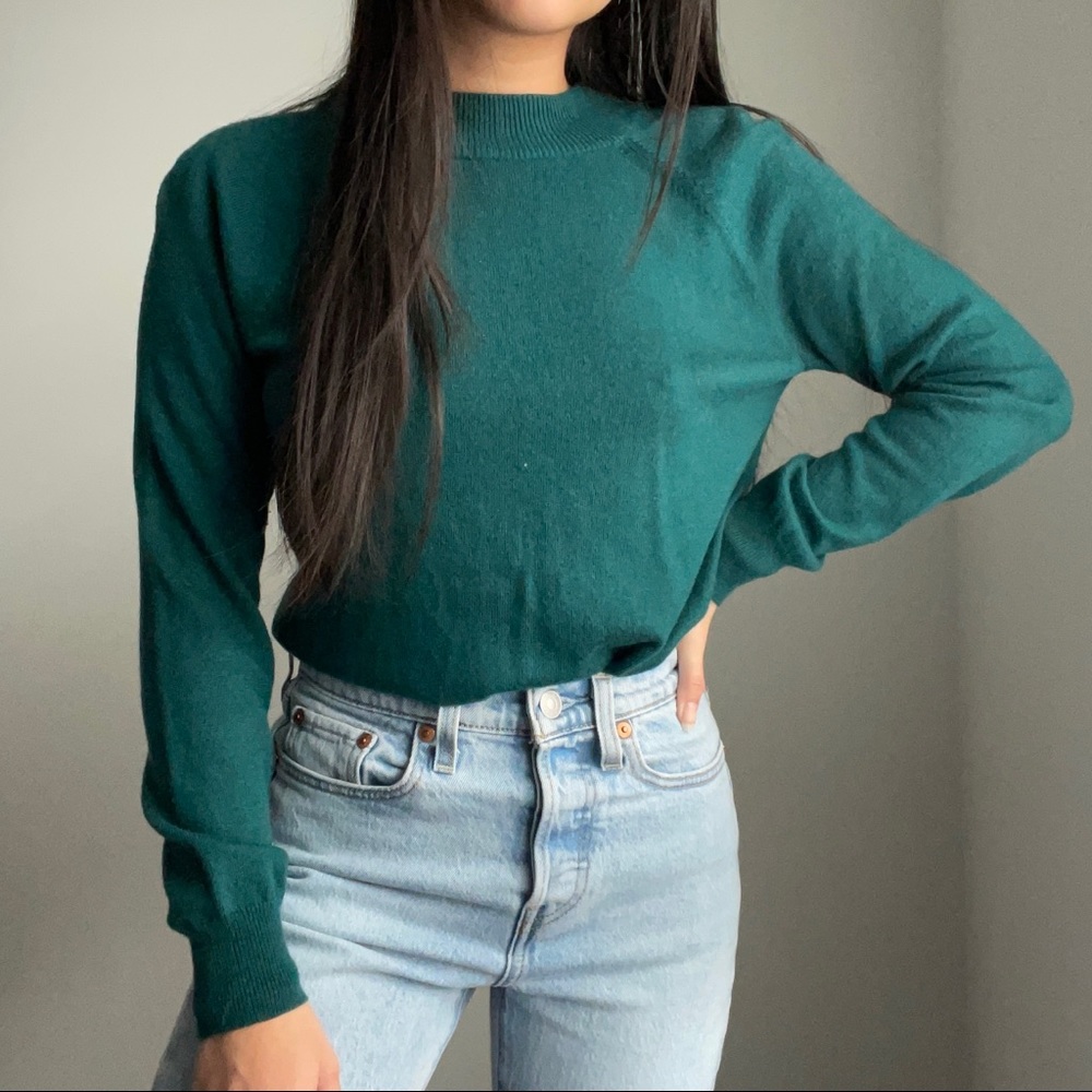 Vintage Green Mock-Neck Sweater